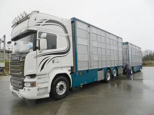 nákladné auto na prepravu zvierat SCANIA R 730 V8 For cattle transport + príves na prepravu zvierat