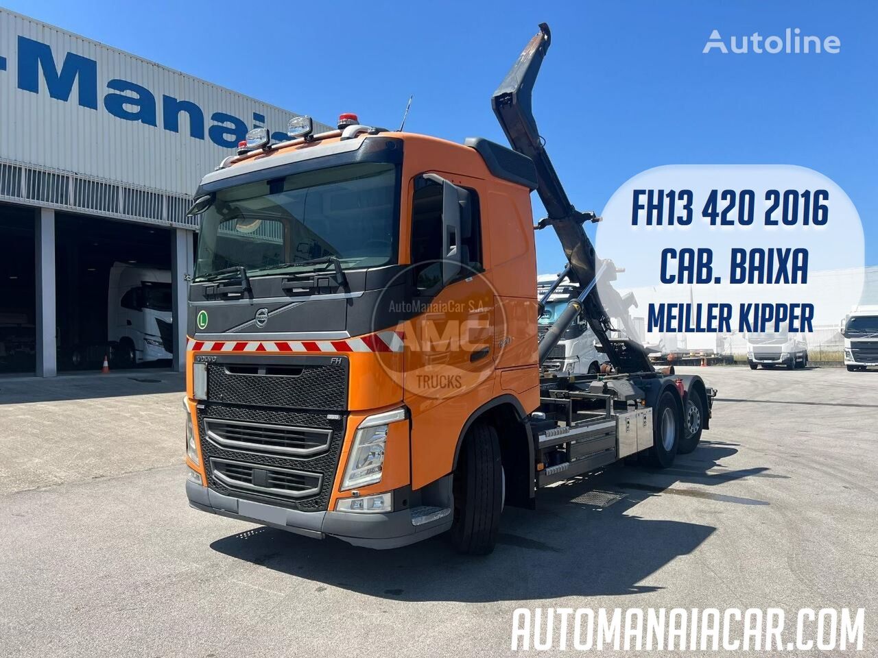 nosič kontajnerov Volvo FH13 420 EURO6 6X2 CABINE BAIXA AMPLIROLL MEILLER KIPPER 2016